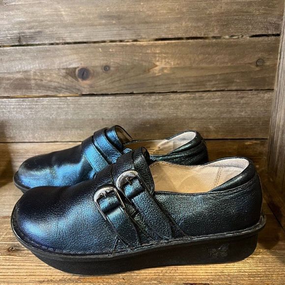 Womens‎ Alegria Alli Starlit Blue Buckle Clogs Leather Comfort Shoes EU 38 8-8.5 - Picture 2 of 7